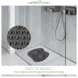 Shower Foot Scrubber Mat with Plantar fasciitis Massagers - Ideal for Relaxation & Sore Feet Relief (Grey)