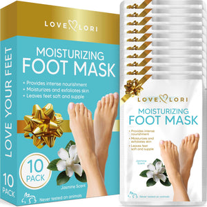 Foot Mask for Dry Cracked Feet (10 Pack) - Effective Care Spa Kit - Feet Peeling Moisturizers