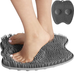Shower Foot Scrubber Mat with Plantar fasciitis Massagers - Ideal for Relaxation & Sore Feet Relief (Grey)
