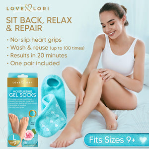 Moisturizing Socks - Premium Gel Silicone Aloe Foot Spa Socks (Sizes 9-10) Infused with Vitamin E & JoJoba Oil - Self Care Gifts for Women