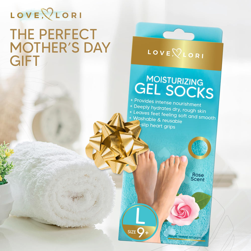 Moisturizing Socks - Premium Gel Silicone Aloe Foot Spa Socks (Sizes 9-10) Infused with Vitamin E & JoJoba Oil - Self Care Gifts for Women