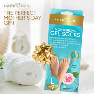 Moisturizing Socks - Premium Gel Silicone Aloe Foot Spa Socks (Sizes 9-10) Infused with Vitamin E & JoJoba Oil - Self Care Gifts for Women