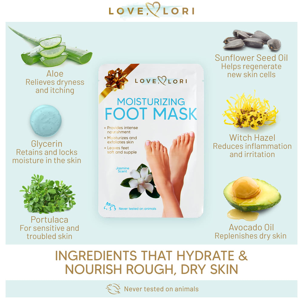 Foot Mask for Dry Cracked Feet (10 Pack) - Effective Care Spa Kit - Feet Peeling Moisturizers