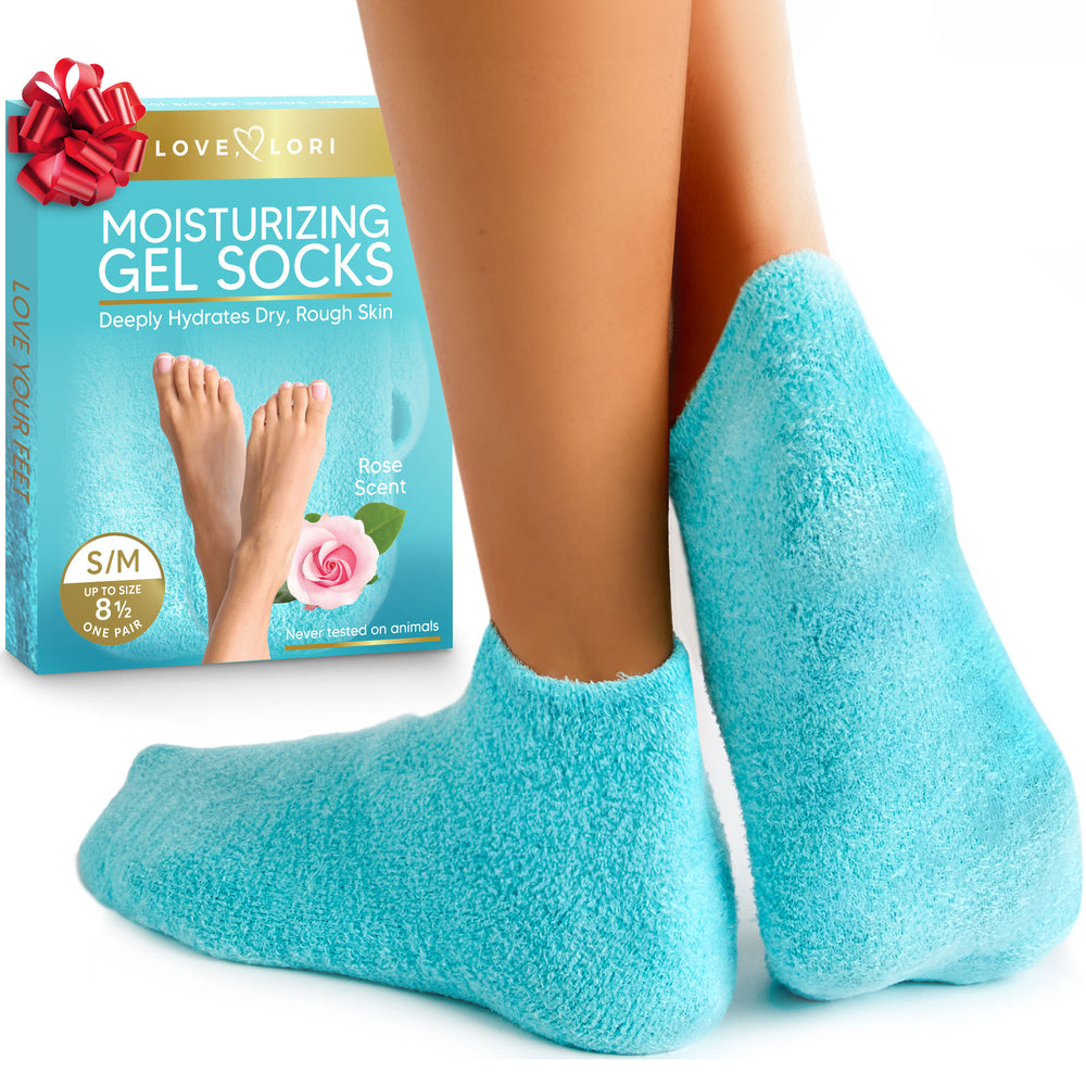 Moisturizing Socks - Gel Silicone Aloe Spa Socks (Up to Size 8.5) Infused with Vitamin E & JoJoba Oil - Self Care Gifts for Women, Spa Gifts for Women, Stocking Stuffers for Adults