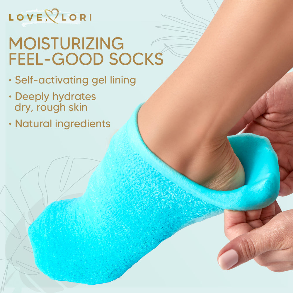 Moisturizing Socks - Gel Silicone Aloe Spa Socks (Up to Size 8.5) Infused with Vitamin E & JoJoba Oil - Self Care Gifts for Women, Spa Gifts for Women, Stocking Stuffers for Adults