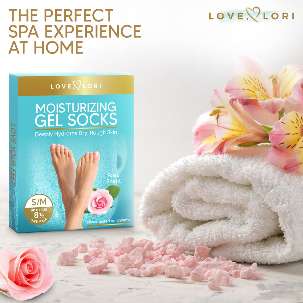 Moisturizing Socks - Gel Silicone Aloe Spa Socks (Up to Size 8.5) Infused with Vitamin E & JoJoba Oil - Self Care Gifts for Women, Spa Gifts for Women, Stocking Stuffers for Adults