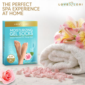 Moisturizing Socks - Gel Silicone Aloe Spa Socks (Up to Size 8.5) Infused with Vitamin E & JoJoba Oil - Self Care Gifts for Women, Spa Gifts for Women, Stocking Stuffers for Adults