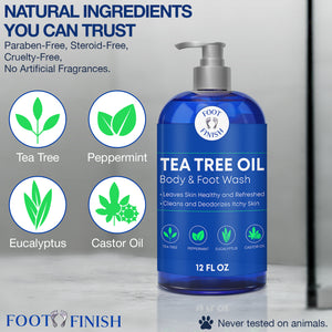 Tea Tree Body Wash (12oz) - Antibacterial Body Wash for Jock Itch - Eczema Body Wash - Self Care Gifts for Women - Antifungal Soap & Shower Gel for Acne - Athletes Foot Treatment - Stocking Stuffers
