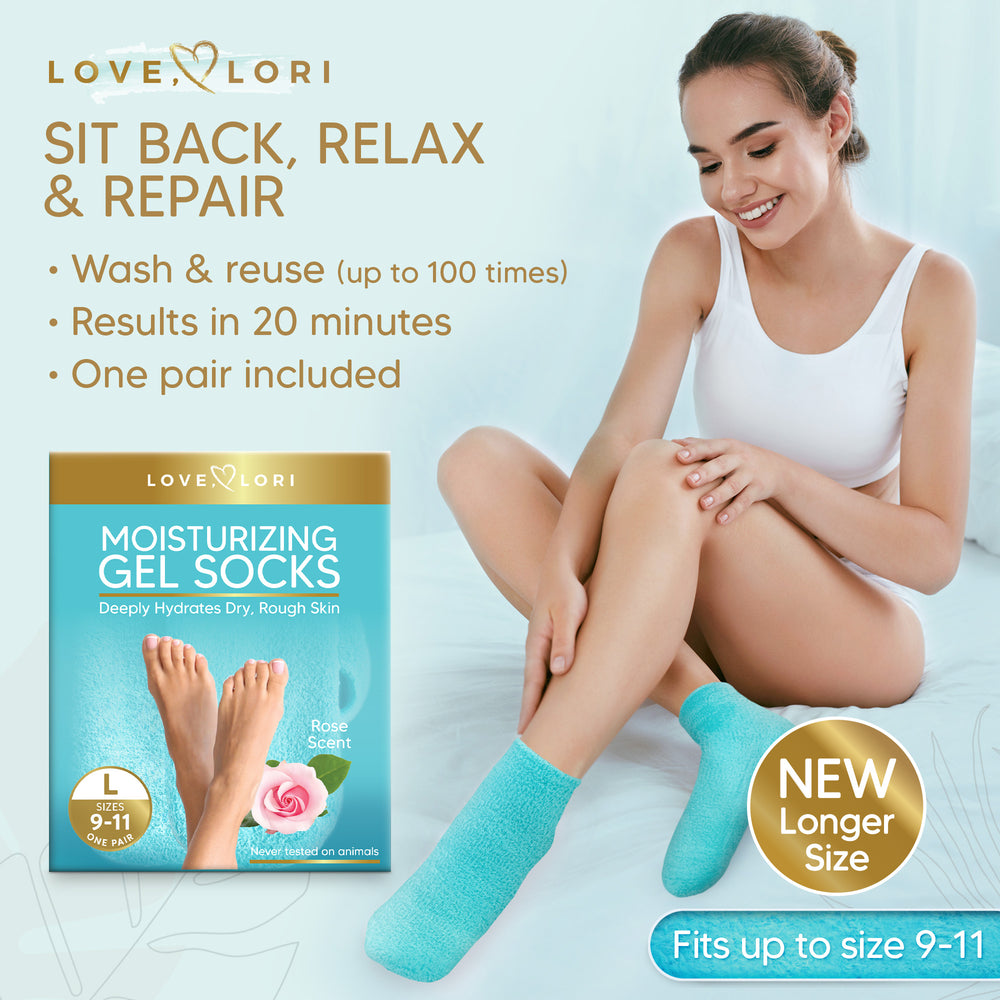 Moisturizing Socks - Gel Silicone Aloe Spa Socks (Sizes 9-11) Infused with Vitamin E & JoJoba Oil - Self Care Gifts for Women, Spa Gifts for Women, Stocking Stuffers for Adults
