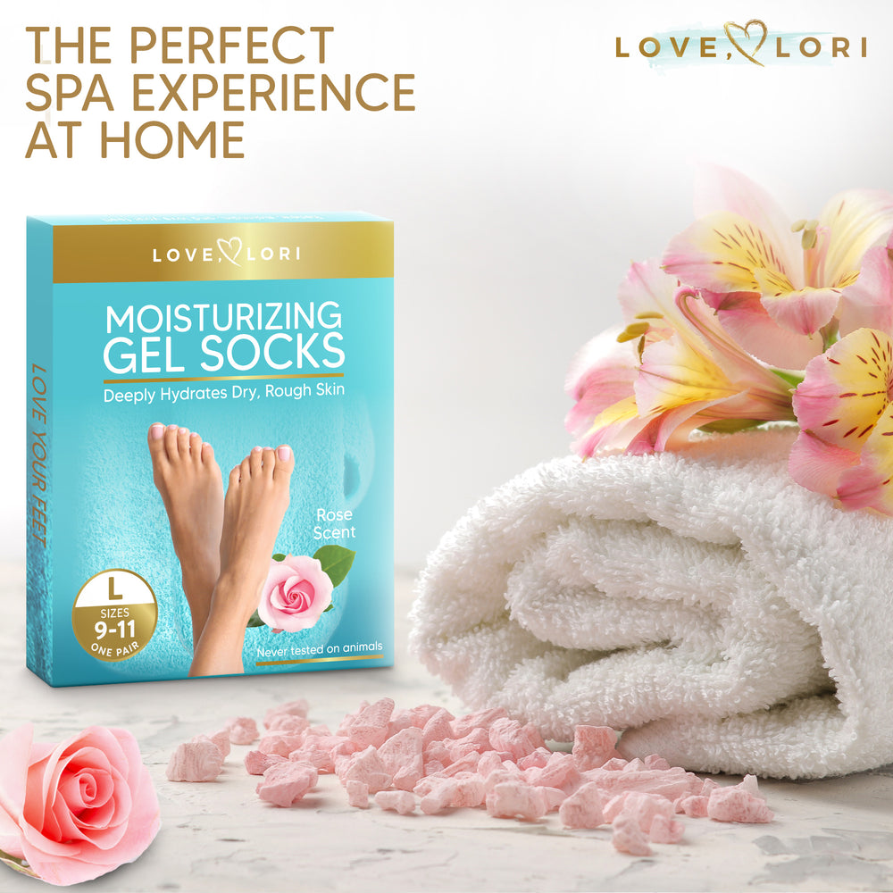 Moisturizing Socks - Premium Gel Silicone Aloe Foot Spa Socks (Sizes 9-10) Infused with Vitamin E & JoJoba Oil - Self Care Gifts for Women