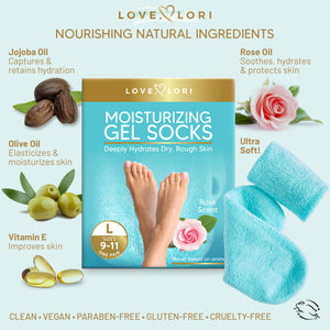 Moisturizing Socks - Premium Gel Silicone Aloe Foot Spa Socks (Sizes 9-10) Infused with Vitamin E & JoJoba Oil - Self Care Gifts for Women