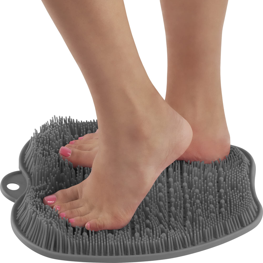 Shower Foot Scrubber by Love, Lori - Foot Scrubbers for Use in Shower & Foot Cleaner - Silicone Foot Scrubber for Shower Floor to Soothe Achy Feet & Reduce Pain, Foot Shower Scrubber, X-Large (Grey)
