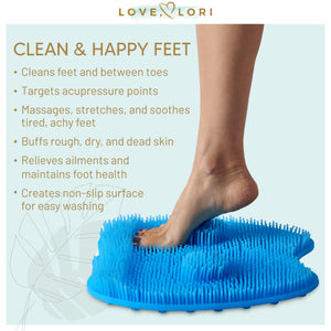 Plantar Fasciitis Relief Foot Massager by Love Lori - Foot Scrubbers for use in Shower - For Foot Pain Relief, Heel Support, and Improved Circulation - Non Slip w/ Suction Cups (Blue)