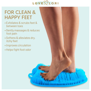 Shower Foot Scrubber by Love, Lori - Foot Scrubbers for Use in Shower & Foot Cleaner - Silicone Foot Scrubber for Shower Floor to Soothe Achy Feet & Reduce Pain, Foot Shower Scrubber, X-Large (Blue)