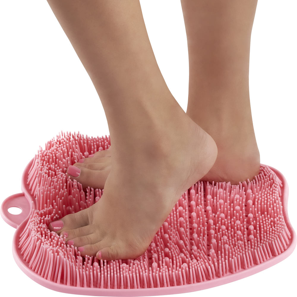 Shower Foot Scrubber by Love, Lori - Foot Scrubbers for Use in Shower & Foot Cleaner - Silicone Foot Scrubber for Shower Floor to Soothe Achy Feet & Reduce Pain, Foot Shower Scrubber, XL (Pink)