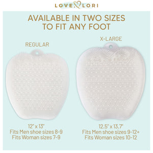 Shower Foot Scrubber by Love, Lori - Foot Scrubbers for Use in Shower & Foot Cleaner - Silicone Foot Scrubber for Shower Floor to Soothe Achy Feet & Reduce Pain, Foot Shower Scrubber, XL (Clear)