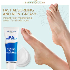 LOVE, LORI Urea Cream 25% Foot Softening Treatment 4 oz Foot Cream for Dry Cracked Heels & Hands - Ultra Repair Cream Intense Hydration for Dry Feet, Knees, Elbows - Stocking Stuffers for Her