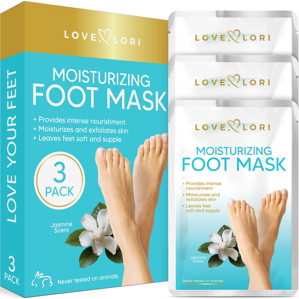 
            
                Load image into Gallery viewer, Foot Mask Moisturizing 3 Pairs by Love Lori – Ultra Hydrating Foot Mask for Dry Cracked Feet, (NON-PEEL) with Hyaluronic Acid, Shea Butter &amp;amp; Coconut Oil – Great Self Care Gifts for Women &amp;amp; Men
            
        