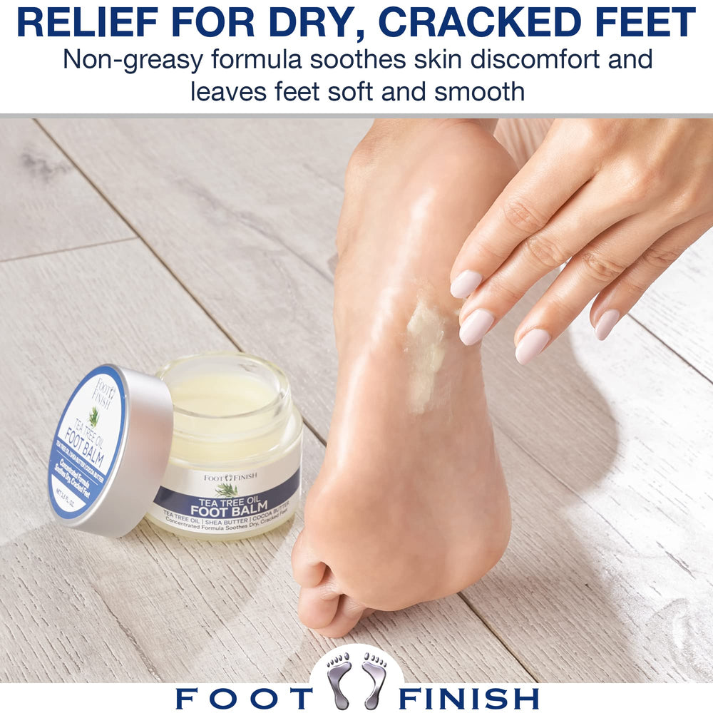 Foot Balm for Dry Cracked Feet by Foot Finish - Tea Tree Oil Balm Foot Cream for Athletes Foot Treatment - Foot Moisturizer Heel Balm & Foot Repair Cream, Dry Feet Treatment for Women
