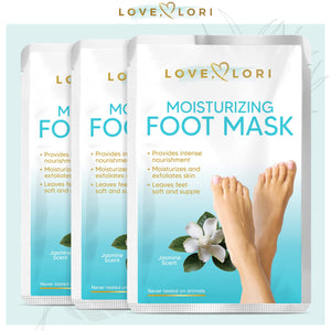 Foot Mask Moisturizing 3 Pairs by Love Lori – Ultra Hydrating Foot Mask for Dry Cracked Feet, (NON-PEEL) with Hyaluronic Acid, Shea Butter & Coconut Oil – Great Self Care Gifts for Women & Men