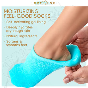 Moisturizing Socks & Gel Socks for Dry Cracked Feet Women by Love Lori - Large Foot Moisturizer Socks & Reusable Lotion Socks for Cracked Heel Repair - Foot Care for Women, Stocking Stuffers for Women