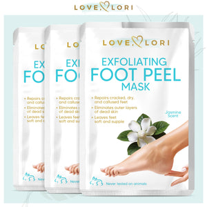 Foot Peel Mask For Dry cracked feet (3pk) - Foot Mask Peel & Dead Skin Remover For Feet - Foot Care Beauty Gifts For Women - Feet Peeling Mask by Love Lori