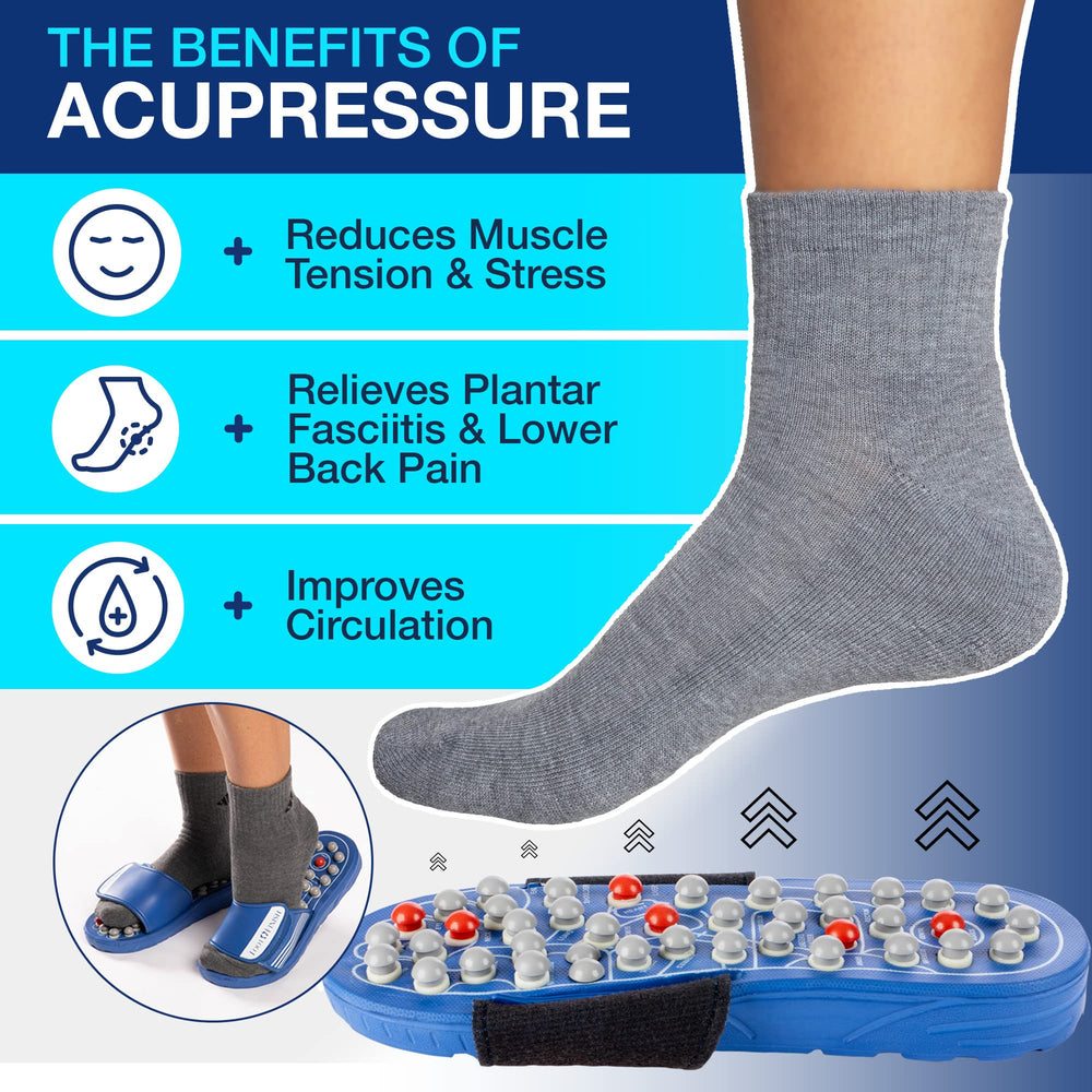Plantar Fasciitis Relief Acupressure Slippers - Reflexology Foot Massager for Plantar Fasciitis & Neuropathy Pain Relief for Feet - Health Care Products Dad Gifts - Works as Acupuncture Mat (SIZE L) 