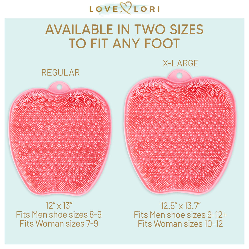 Shower Foot Scrubber by Love, Lori - Foot Scrubbers for Use in Shower & Foot Cleaner - Silicone Foot Scrubber for Shower Floor to Soothe Achy Feet & Reduce Pain, Foot Shower Scrubber, XL (Pink)