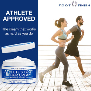 Foot Finish Foot Repair Cream for Athletes Foot Treatment - 4oz Foot Cream for Dry Cracked Feet - Tea Tree Toenail Treatment - Powerful, Natural Anti Itch Cream with Tea Tree, Rose & Lavender Oil