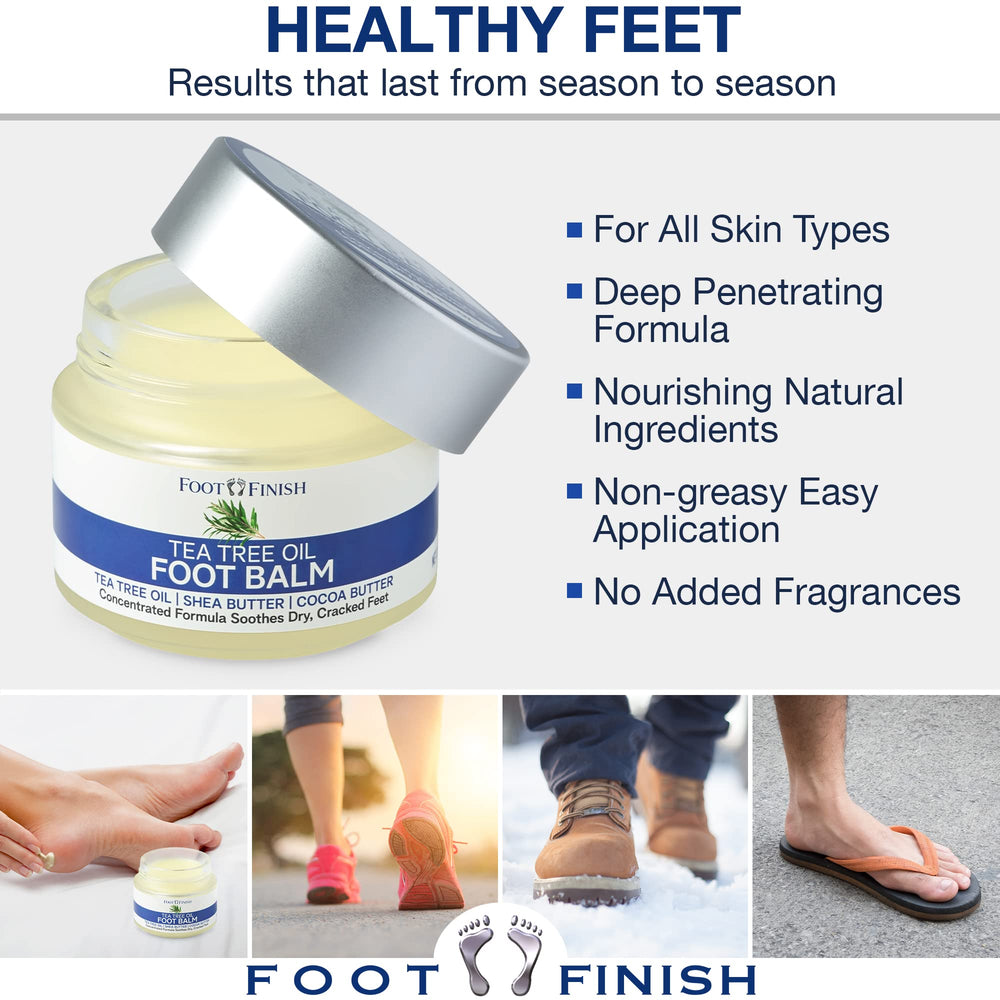 Foot Balm for Dry Cracked Feet by Foot Finish - Tea Tree Oil Balm Foot Cream for Athletes Foot Treatment - Foot Moisturizer Heel Balm & Foot Repair Cream, Dry Feet Treatment for Women
