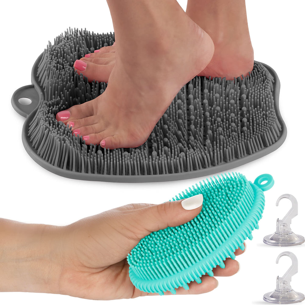 
            
                Load image into Gallery viewer, Silicone Body Scrubber &amp;amp; Shower Foot Scrubber Set by Love, Lori - Body Scrubbers for Use in Shower - Double-Sided Exfoliating Silicone Loofah &amp;amp; Scalp Massager - Shower Accessories for Women
            
        