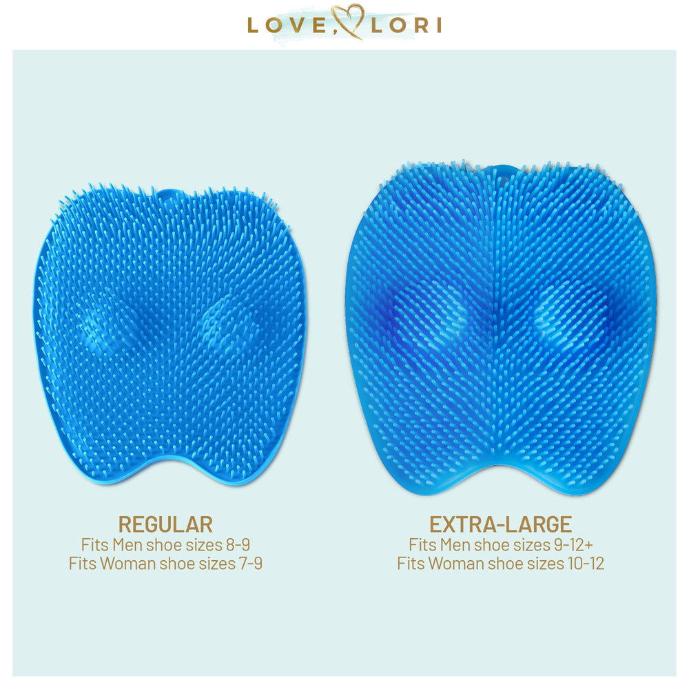 Plantar Fasciitis Relief Foot Massager by Love Lori - Foot Scrubbers for use in Shower - For Foot Pain Relief, Heel Support, and Improved Circulation - Non Slip w/ Suction Cups (Blue)