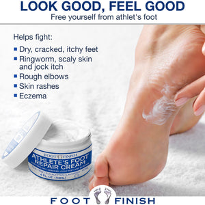 Foot Finish Foot Repair Cream for Athletes Foot Treatment - 4oz Foot Cream for Dry Cracked Feet - Tea Tree Toenail Treatment - Powerful, Natural Anti Itch Cream with Tea Tree, Rose & Lavender Oil